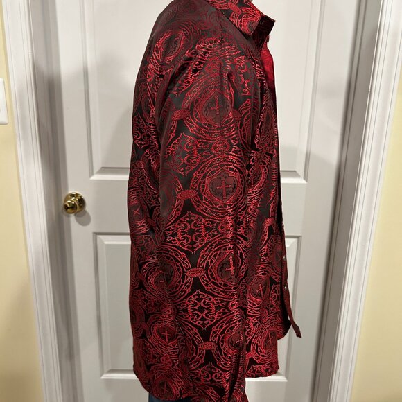 Shrine Shirt Goth Red Black Victorian Rock Size S - Picture 7 of 7